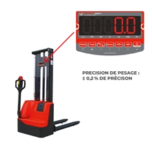 Electric stacker with ± 0,2 % weighing precision scale and 1000 kg load capacity - 
