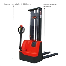 Electric stacker with ± 0,2 % weighing precision scale and 1000 kg load capacity - 