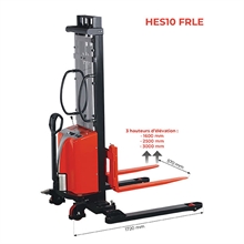 Semi-electric stacker with straddle leg 1000 kg - 