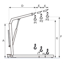 Foldable shop crane 500 to 2000 kg - 