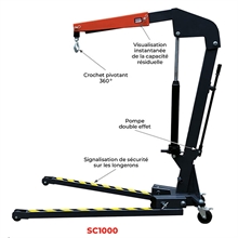 Foldable shop crane 500 to 2000 kg - 