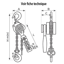 Ultra-compact manual lever chain hoist 250 and 500 kg - 