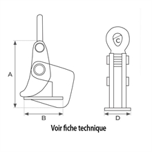 Horizontal plate clamp (5 mm minimum thickness) 1000 and 2000 kg - 