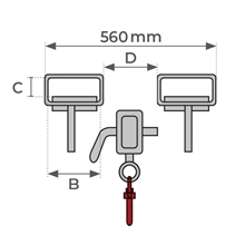 Galvanized forklift hoisting hook 1500 and 3000 kg - 