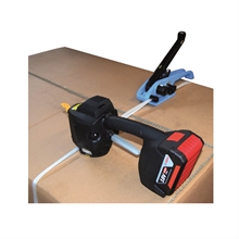 Battery powered plastic strapping tool - 