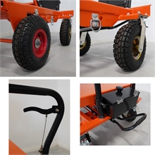Manual all-terrain lift table on pneumatic wheels, single and double scissor, 200 to 300 kg - 