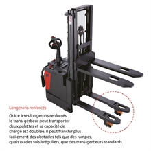 Stand-up rider electric trans-stacker with reinforced straddle legs 2000 kg - 