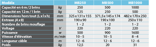 Mini-treuil électrique 250 à 1000 kg - Stockman - MB250