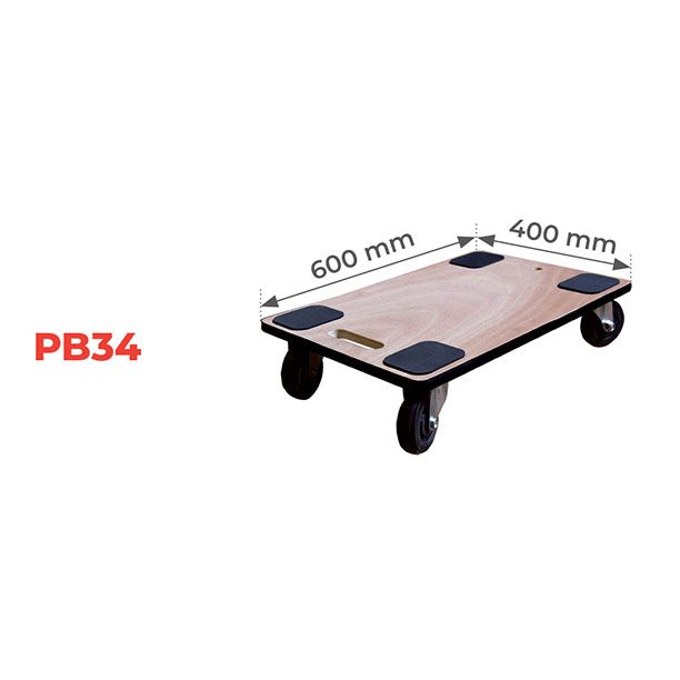 Plateau roulant bois - Charge 350 Kg sur