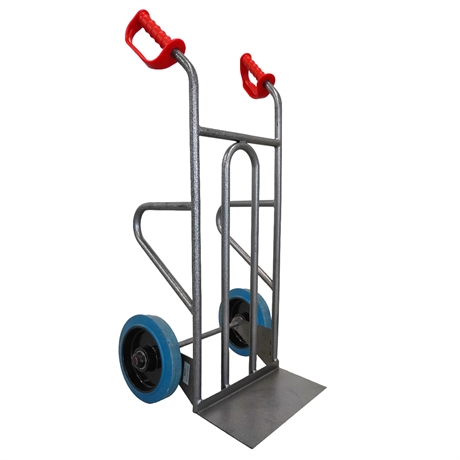 DDPO1-RSB - Steel truck with straight frame and open handle 250 kg blue elastic rubber wheels