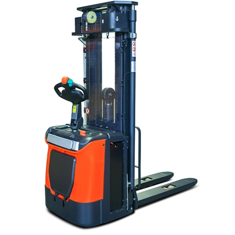 Lithium ride-on electric stacker with power steering 1200 kg