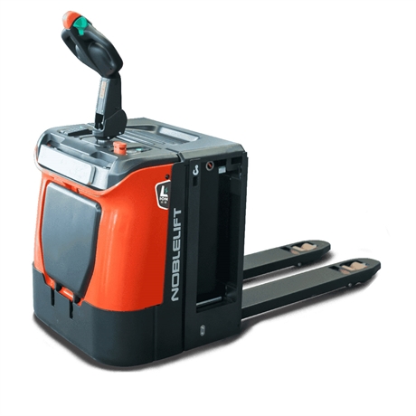 PT25NDACP-ION - Transpalette électrique autoporté 2500 kg,  batterie lithium 150 Ah plateforme rabattable et protections latérales