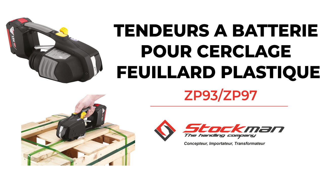 Le tendeur à batterie pour le cerclage de feuillard plastique (modèles ZP90, ZP93 et ZP97)