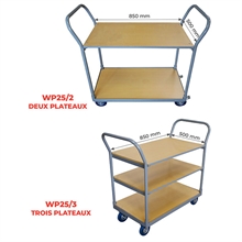 Servante plateau bois 250 kg (2 et 3 plateaux) - 