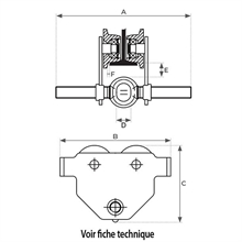 Chariot porte palan manuel mise en place rapide 500 à 3000 kg - 