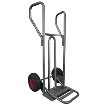 Steel hand truck with curved frame, closed handle and folding plate 400 kg - 