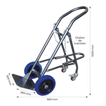 Diable porte 1 bouteille avec béquille escamotable 120 kg - 