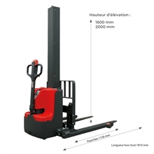 Gerbeur électrique mât poutre, longerons encadrants 1000 kg - 