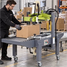 Machine à poser l'adhésif adapté pour colis de 120 mm à infini (L), 110 à 500 mm (l), 75 mm à 500 mm (H) - 