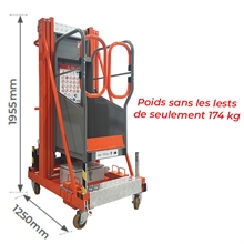 Nacelle semi-électrique aluminium hauteur de travail 6 mètres - 