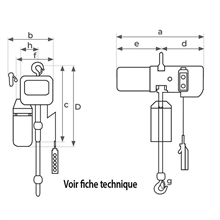 Palan électrique à chaîne 380 volts 250 à 2000 kg - 