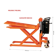 Transpalette haute levée électrique grande stabilité 500 et 1000 kg - 