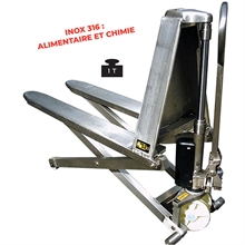 Transpalette manuel haute levée inox 316 1000 kg - 